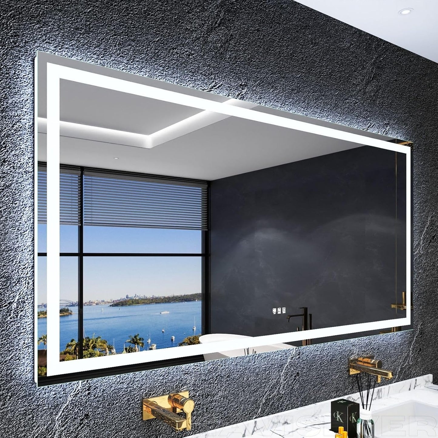 LED Bathroom Mirror 72"x 36",Front Lit and Backlit Bathroom Mirror with Lights,Stepless Dimmable,Anti-Fog, Shatter-Proof, Memory, 3 Colors Lighted Vanity Mirror (Horizontal/Vertical)