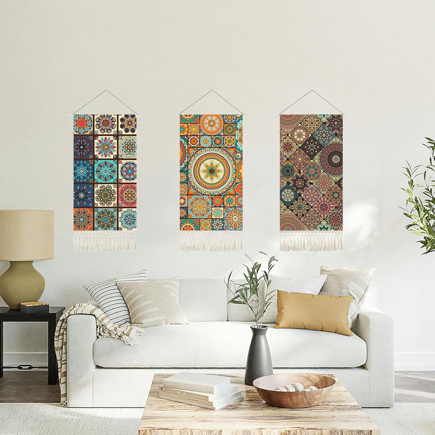 Mandala Boho Macrame Wall Hanging Tapestry For Bedroom Tapestries Vertical Art Fabric Decor Door Living Room Bohemian (Style A, 17.5 * 43)