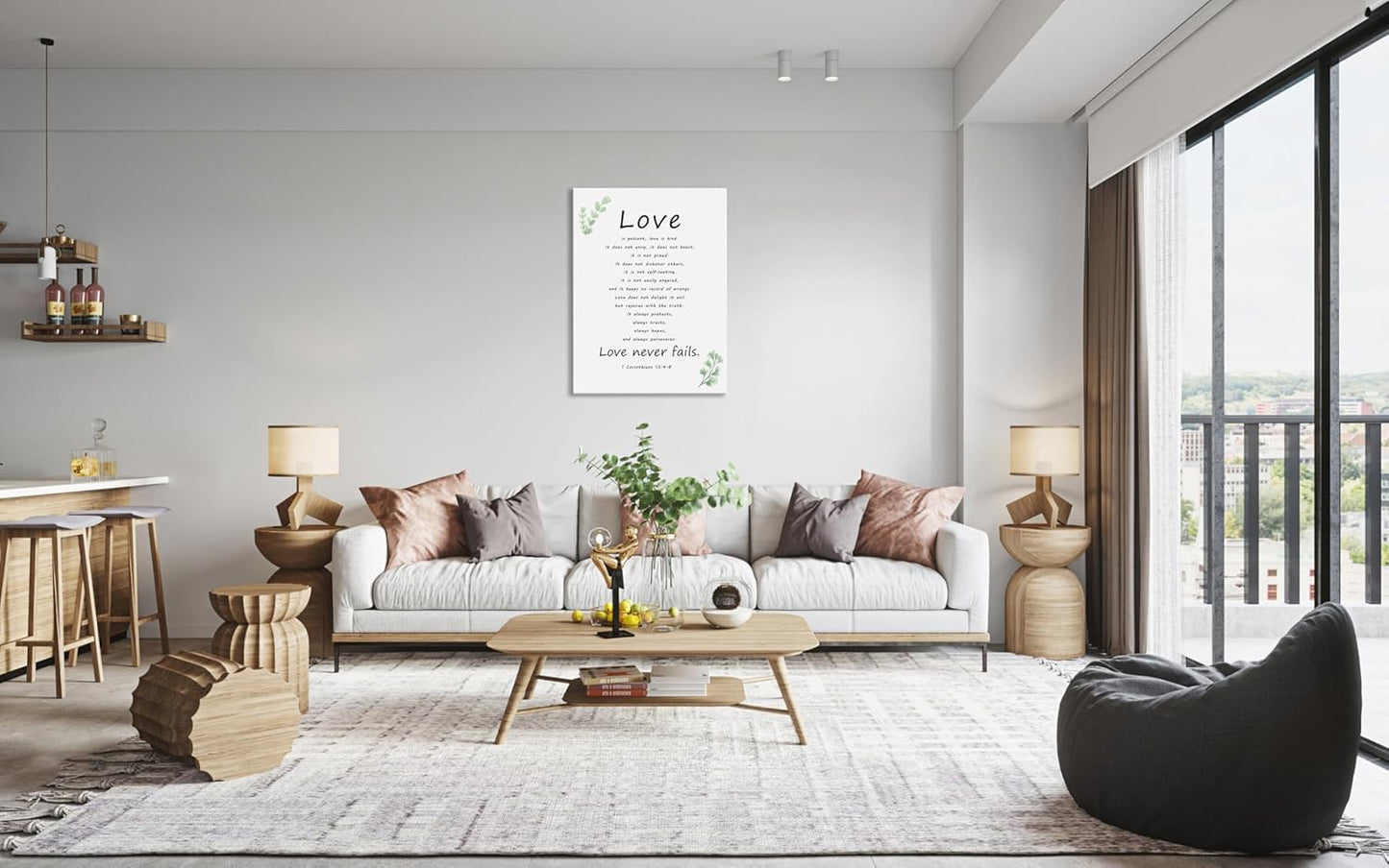 Love is Patient Love is Kind Motivational Wall Art Christian Prints Poster Inspirational Canvas 1 Corinthians 13:4-8 Paintings Office Living Room Wall Decorations Pictures Artwork[30''W X 40''H]