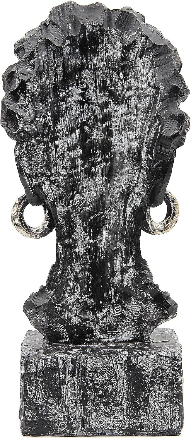 Leekung African Statues and Sculptures for Home Decor,African Figurines Head Statue Decorations for Home,African Art Sculptures Woman Statue Decor for Living Room Antique Black Color