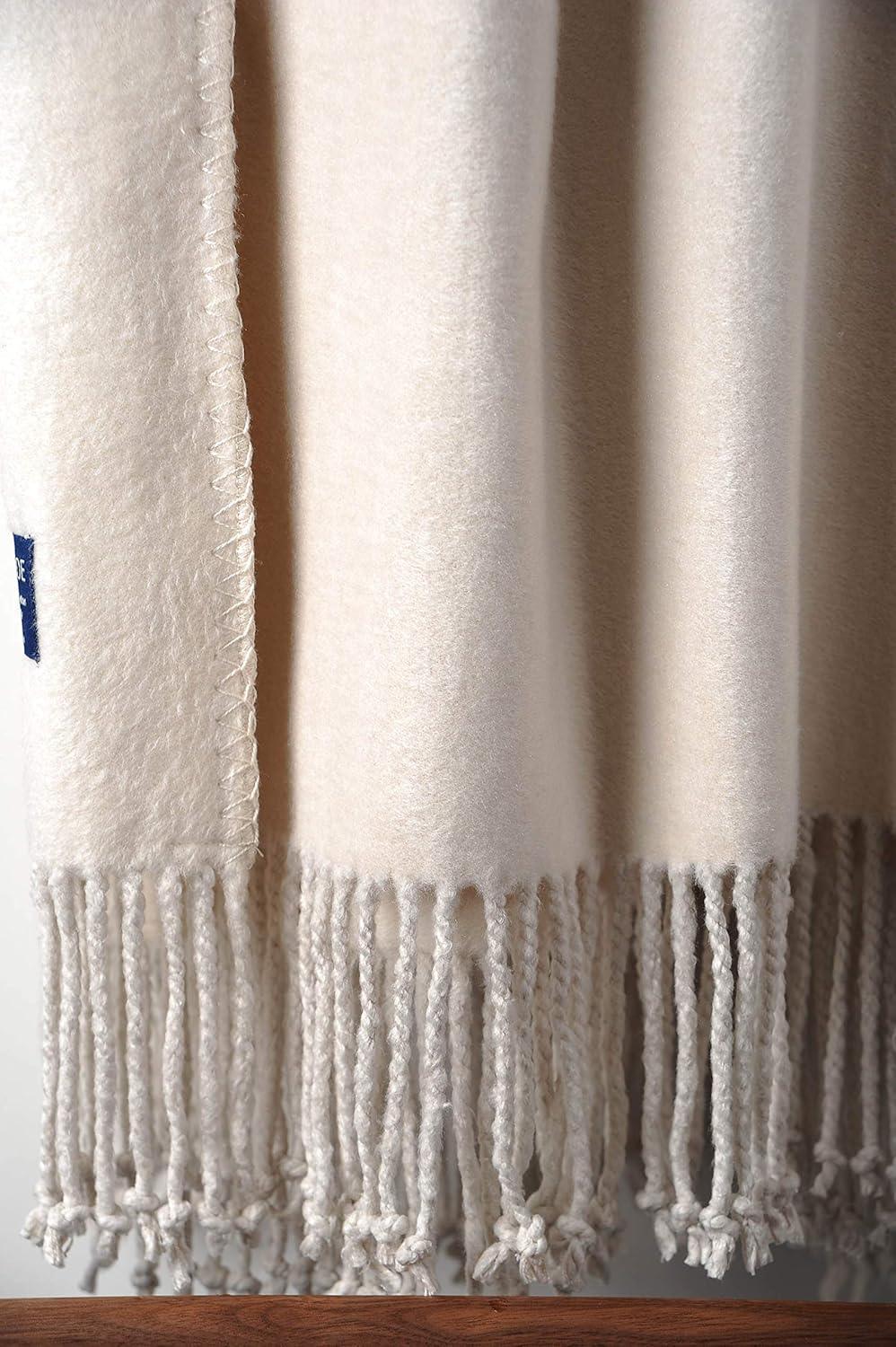 EP Mode Fringed Mulberry Silk Throw Blanket for Sofa (Whisper White)