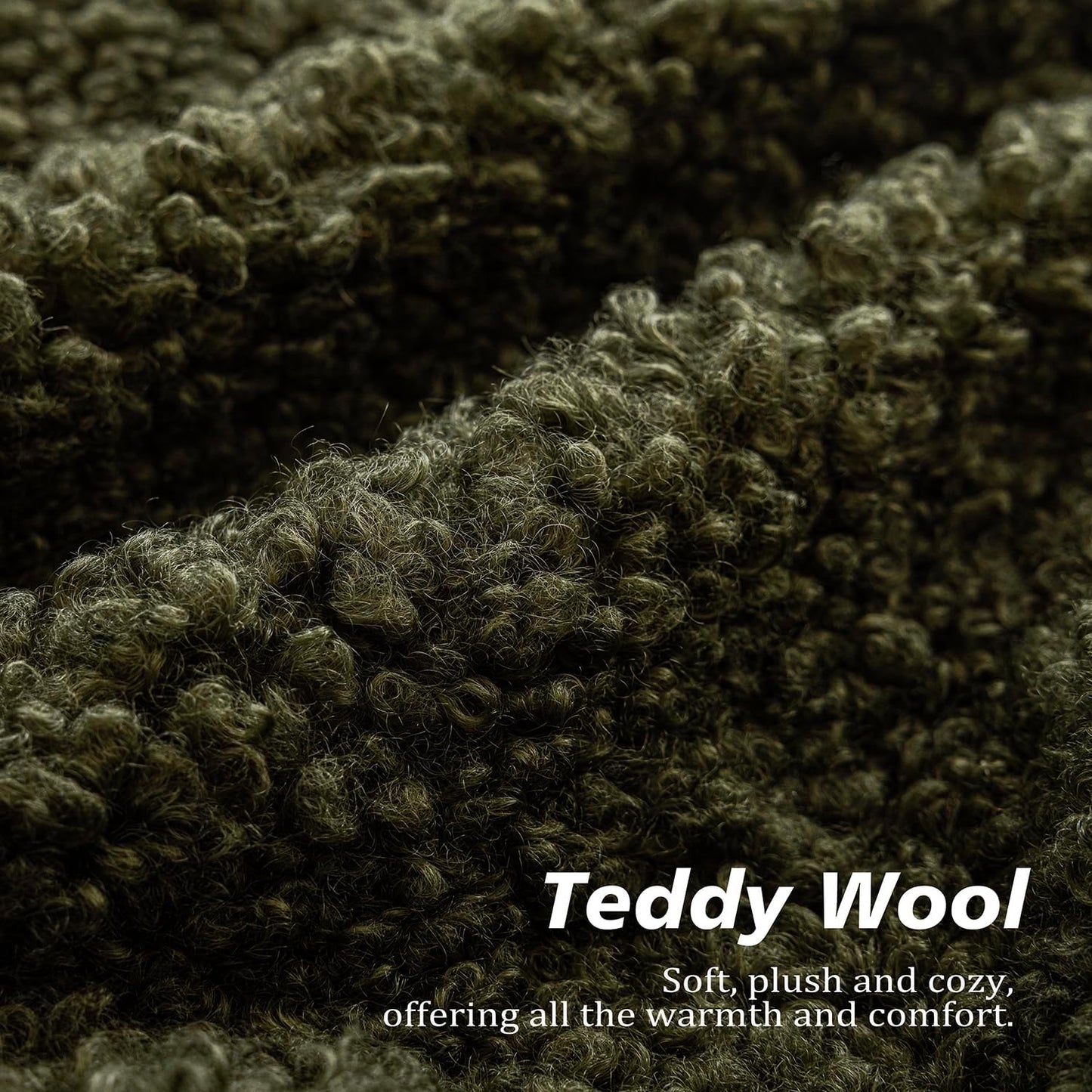 Foindtower 2 Pieces 26x26 Inch Olive Green, Faux Fur Throw Pillow Cover Accent Sherpa Furry Pillow Covers Fuzzy Soft Pillowcases Cozy Sheepskin Decorative Fleece Cushion Case for Bed Couch Living Room