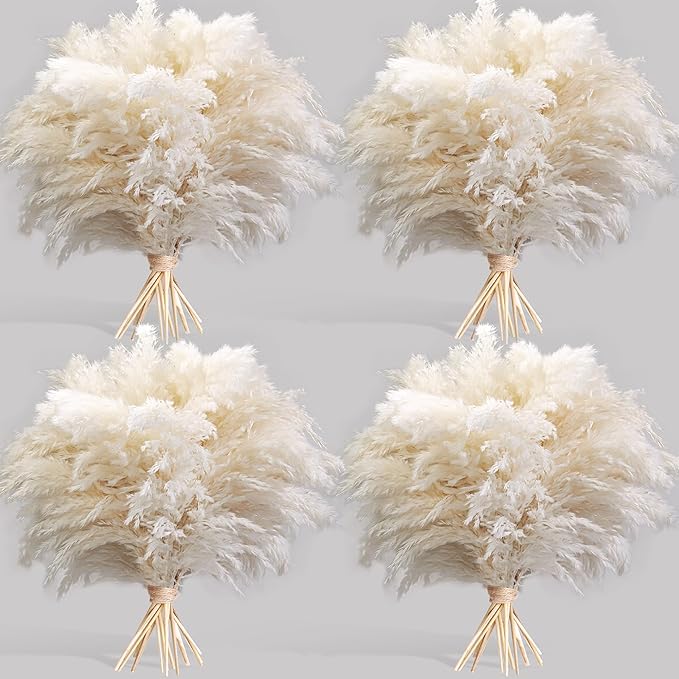 40PCS White Pampas Grass for Home Decor - Elegant Boho Decor - Premium Quality Pampas Grass Stems - Perfect for House, Nursery, Western, Wedding, Table, and Bohemian Decor