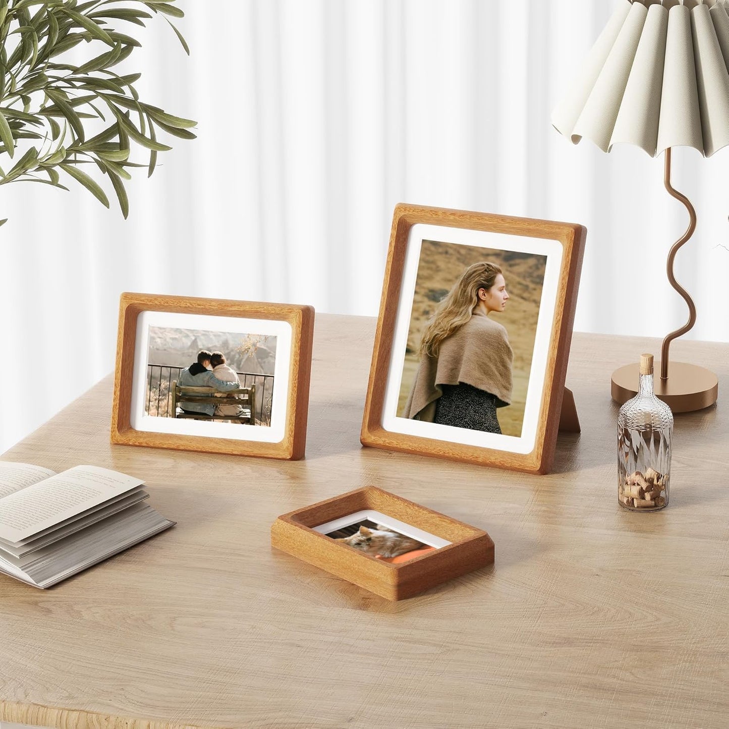 Heimlove 8x10 Picture Frames Natural Teak,Original Wood Hand Make Crafted Photo Frame with Mat to 5x7 Graduation Picture Display,Family Picture,Wedding Picture Tabletop & Wall Decoration