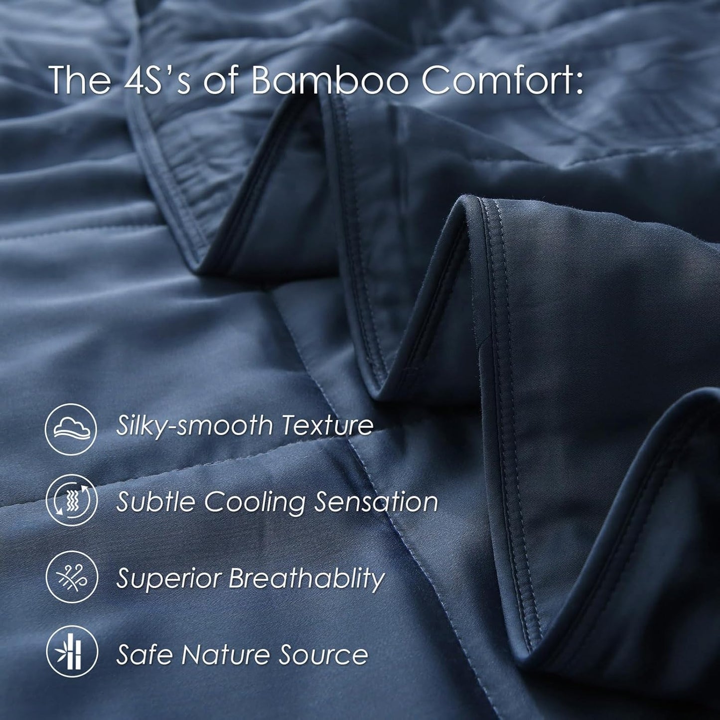 EP Mode Lightweight Quilt Blanket for Summer, Viscose from Bamboo Fabric & Filling, Natural, Breathable & Machine Washable- Navy Blue, Twin