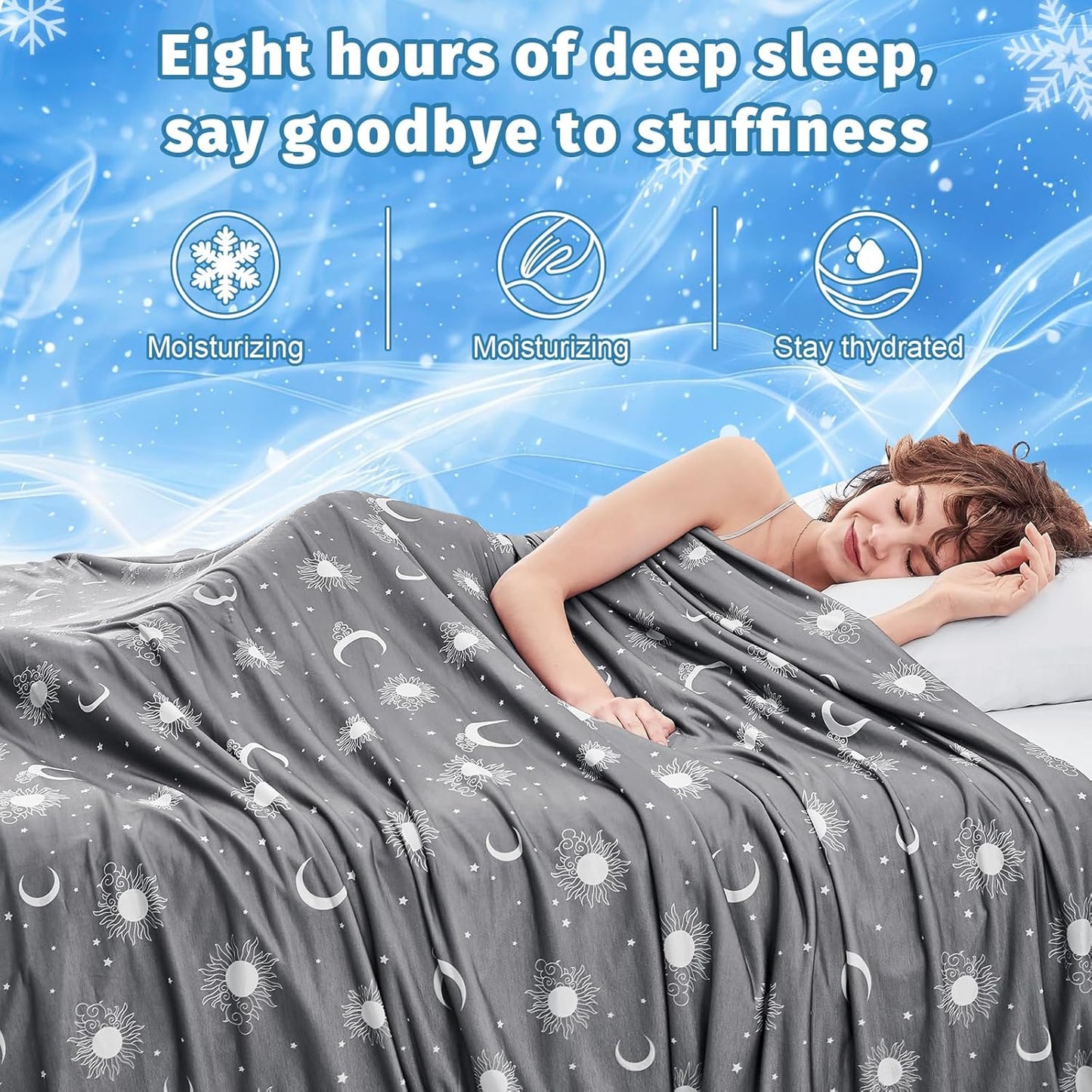 inhand Cooling Blanket Queen Size (90"x90") - Cooling Blankets for Hot Sleepers - Q-Max >0.45 Decorative Lightweight Breathable Summer Cold Blankets for Sleeping Night Sweats to Keep Cool - Dark Grey