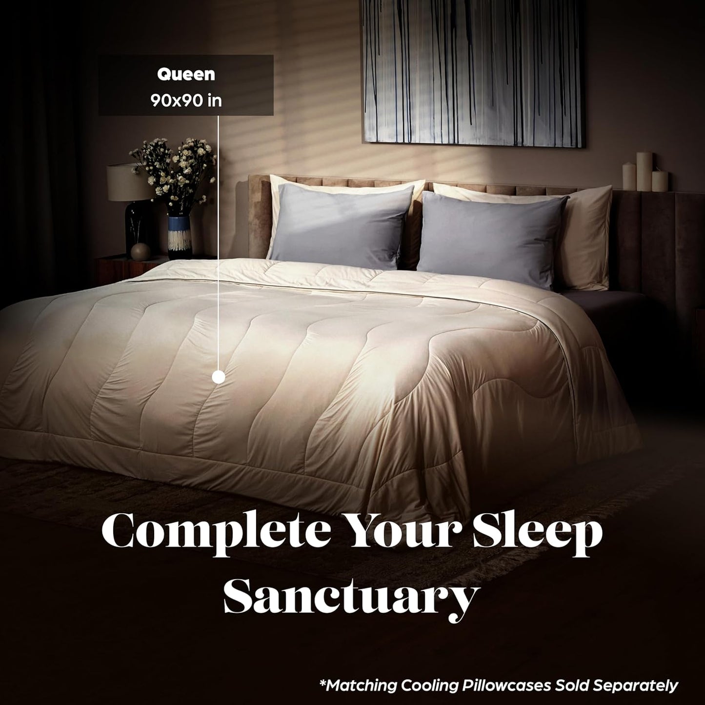 Lavish Comforts® Best Cooling Blanket│White Cooling Comforter Queen Size for Hot Sleepers│Cold Ice Blanket Cooling Blanket for Cooling Bed Cooling │White Comforter Queen 90" x 90"