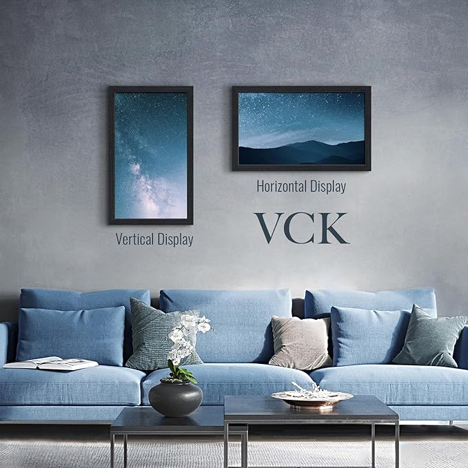 VCK 14x24 Frame for Poster & Picture - Black Oak 3 Pack, Natural Textured Solid Wood Frame, Wall Hanging