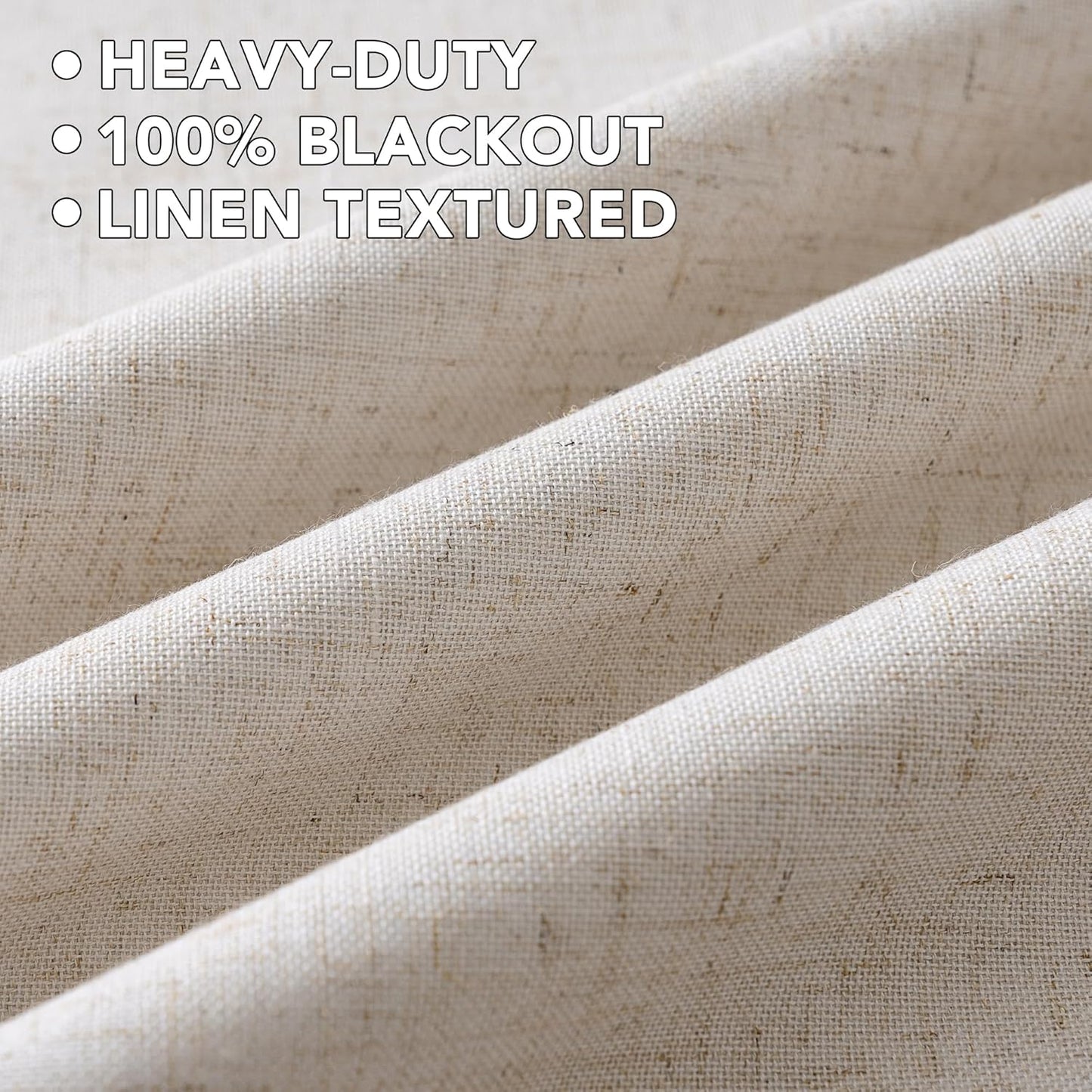 H.VERSAILTEX Linen Curtains 100% Blackout Curtains for Bedroom 63 inch Long Full Light Blocking Nature Linen Blended Window Curtains for Living Room Nickel Grommet (2 Panels, Heathered Natural)