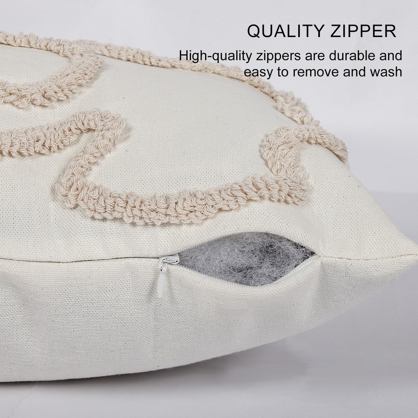 Coquette Bow Tufted Throw Pillow Cover 12x 20, Boho Neutral Linen Pillow Cushion Cases,Farmhouse Modern Decorative Pillows for Bed, Outdoor Couch Bedroom Car Cream