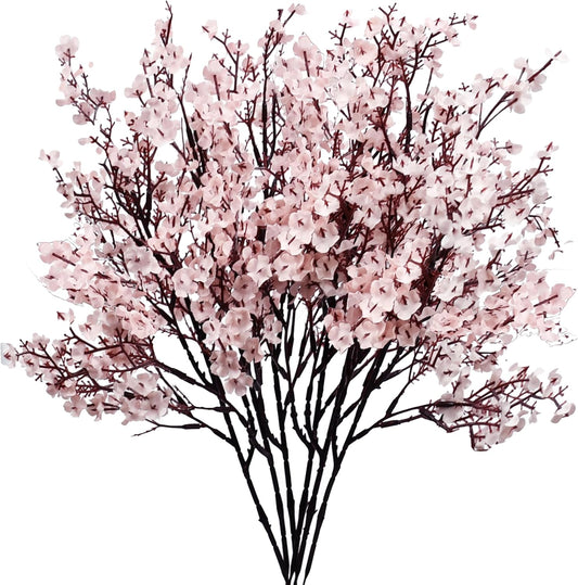 Mandy's Light Pink Artificial Baby’s Breath Flowers 6 Bundles Silk Gypsophila with Bendable Stems for Fall Centerpiece Wedding Decor and Table Arrangements