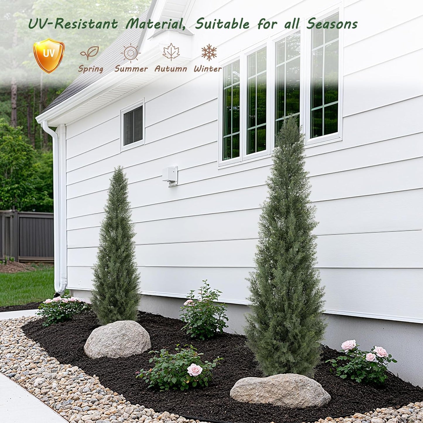 Bellacat 5ft UV Resistant Artificial Topiary Trees Outdoor, 60in Faux Cedar Tree with Full & Realistic Leaves, Fake Cypress Tree for Front Door Proch Patio Deck Balcony Yard Decor 2Pack