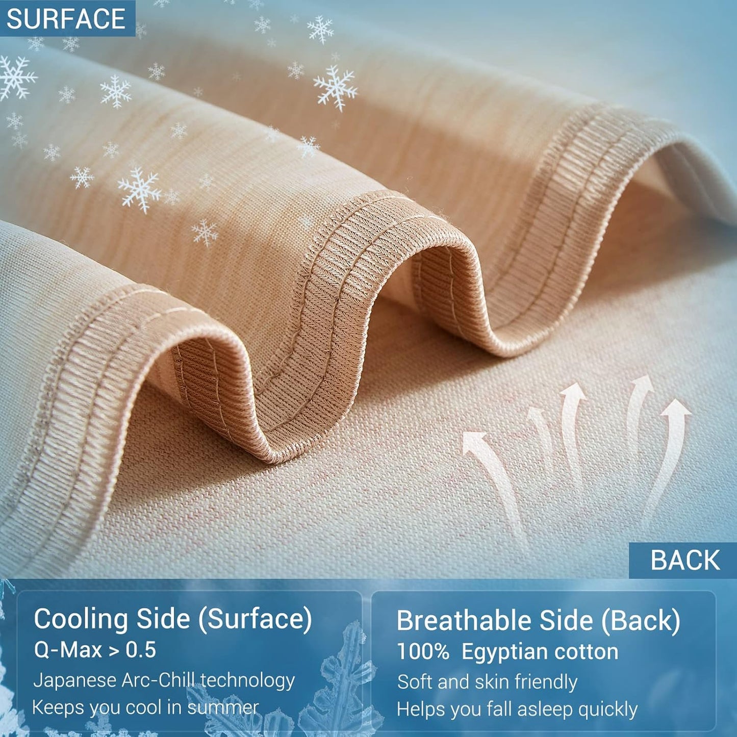 Marchpower Arc-Chill Cooling Blanket for Hot Sleepers Queen Size, Double-Sided Design Japanese Cooling Fiber Absorbs Body Heat, Lightweight Soft Cold Blanket for Summer Sleeping Bed