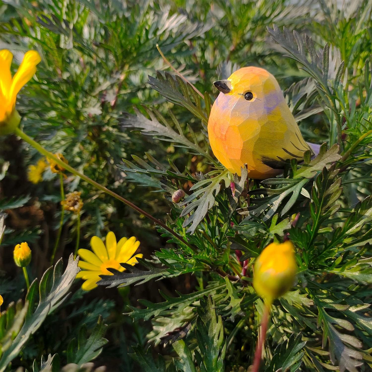 Handmade Wooden Carved Bird Decor Sculpted Hand-Painted Bird Figurines Small Home Decor Bird Statue Shelf Decor BFF Gifts for Bird Lovers (Leptopoecile sophiae)
