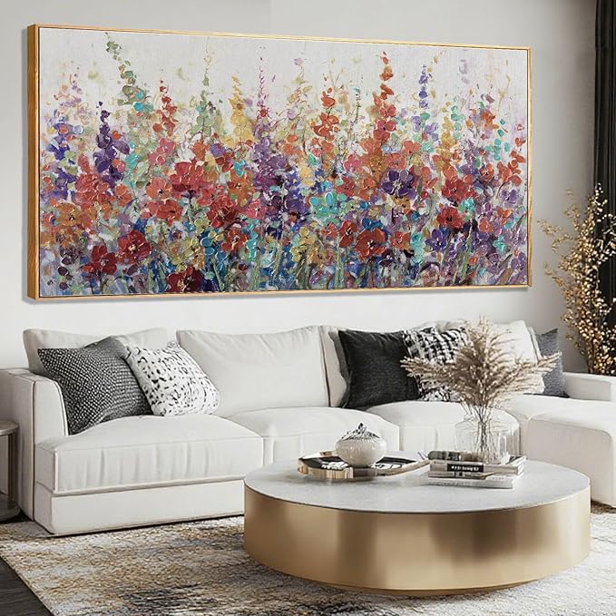 XIANSHOU Colorful Oversized Wall Art Flower Wall Decor Modern Canvas Posters 32"x70" Home Decorations for Living Room Kitchen Pictures