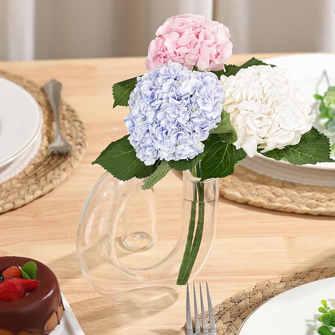 Joeyan Handmade Small Glass Flower Vase,Decorative Geometric Glass Bud Vase for Modern Home Centerpieces Living Room Office,4.72" Abstract Clear Vase for Single Flower and Dry Flowers