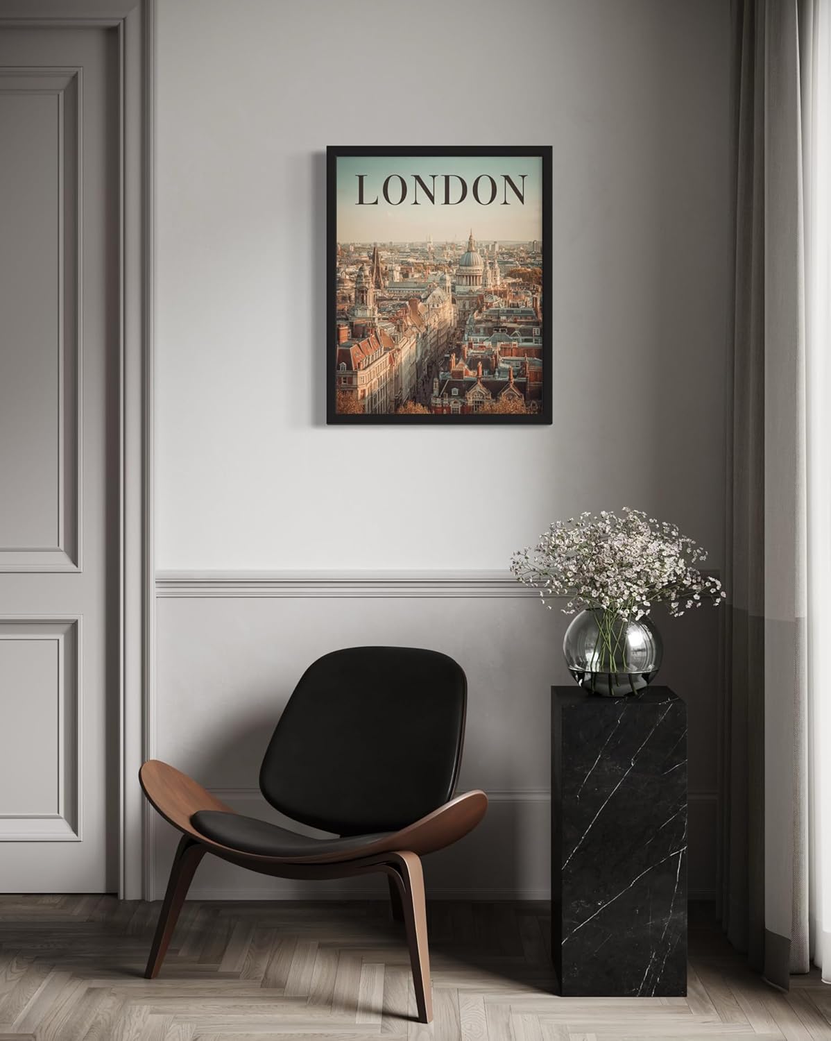 London, United Kingdom Art Print Poster, Europe Vintage City Retro Photography Skyline Travel Bedroom Bathroom Living Room Decor 183 (London, United Kingdom, 24 x 36 inches, Unframed)