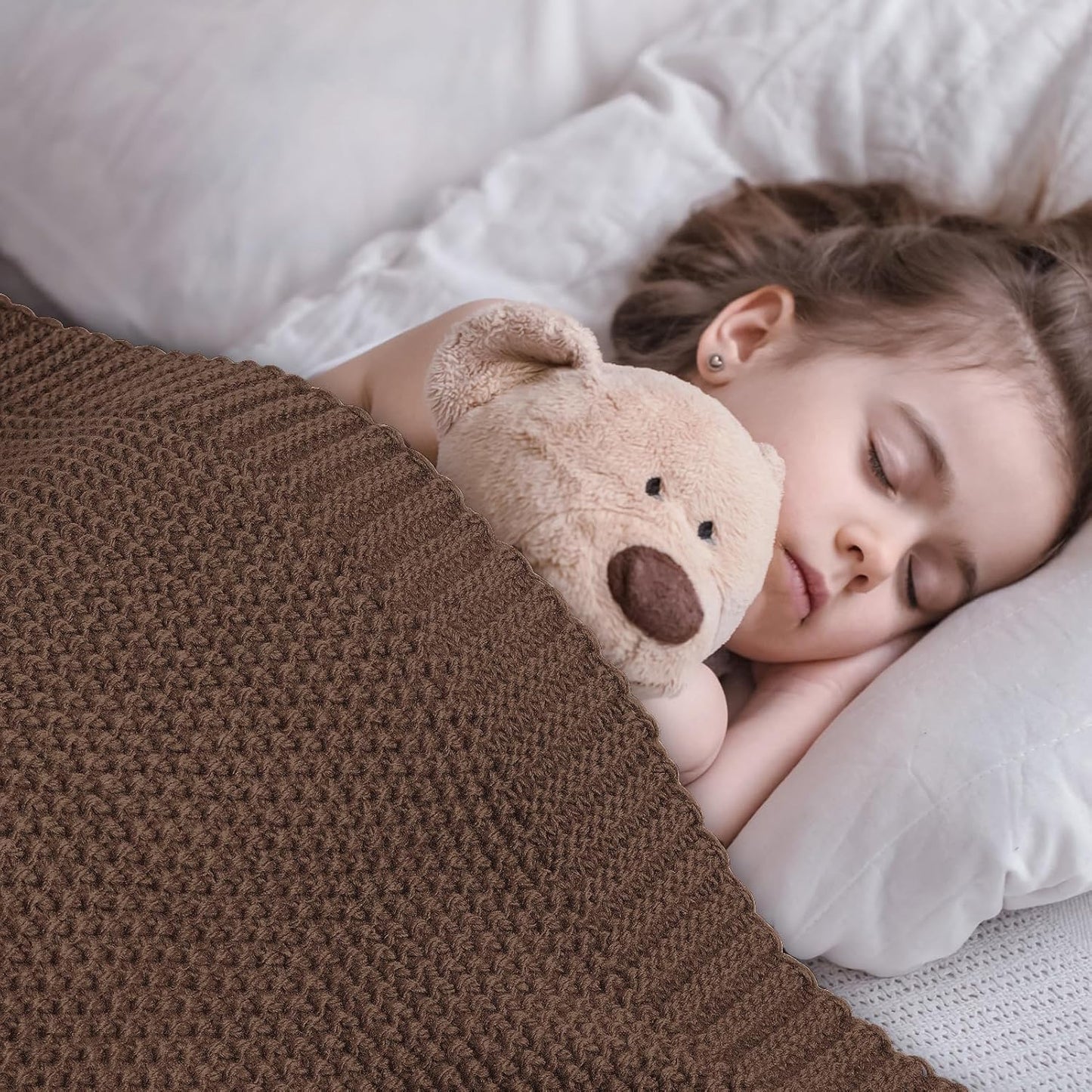 CozeCube Brown Throw Blanket for Couch, Soft Cozy Cable Knit Throw for Bed Sofa Living Room, Lightweight Warm Decorative Farmhouse Christmas Blanket, 60"x80", Dark Brown