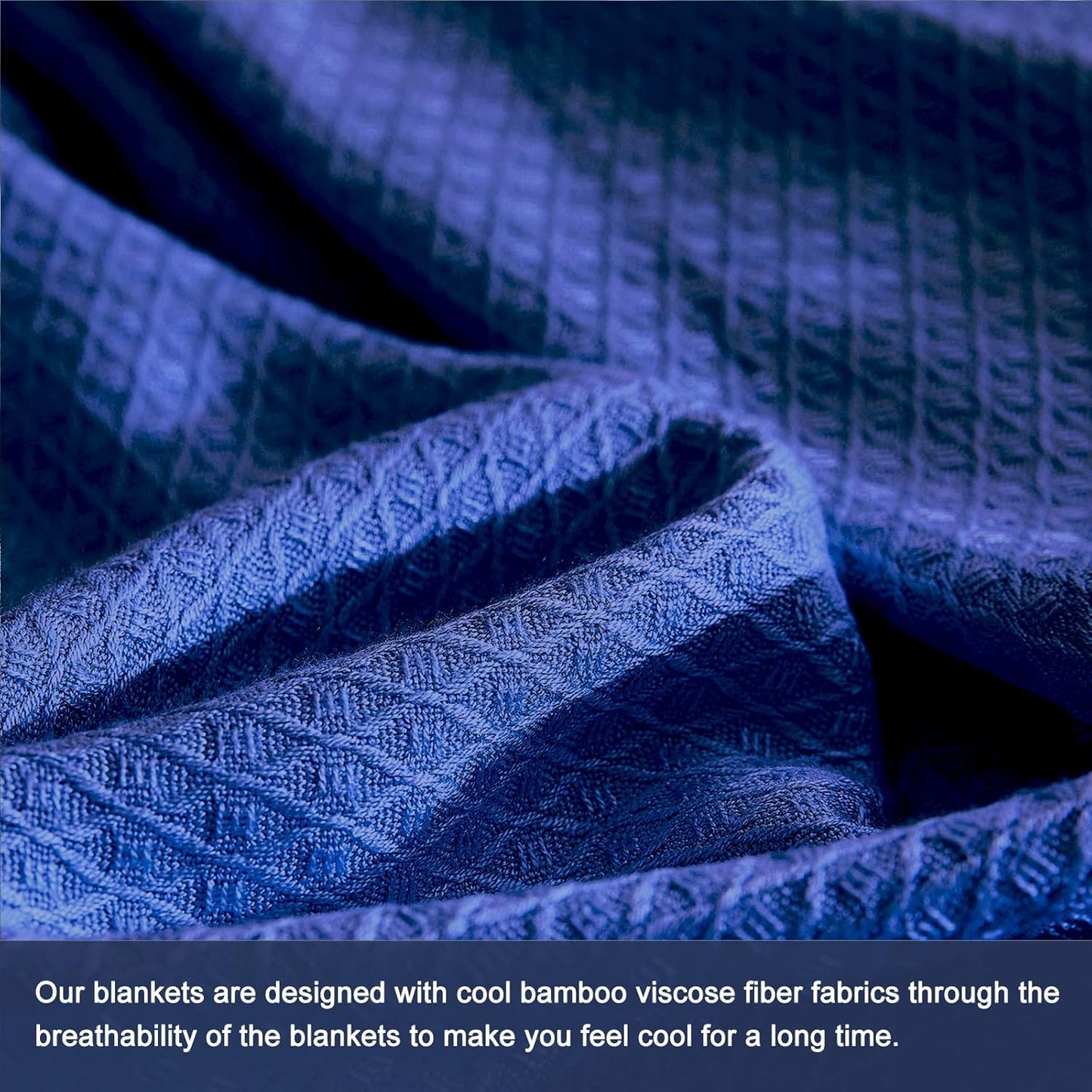DANGTOP Cooling Blankets for Hot Sleepers, 100% Rayon Absorbs Body Heat to Keep Cool on Warm Night, Ultra-Cool Lightweight Blanket(90x90 inches, Navy Blue)