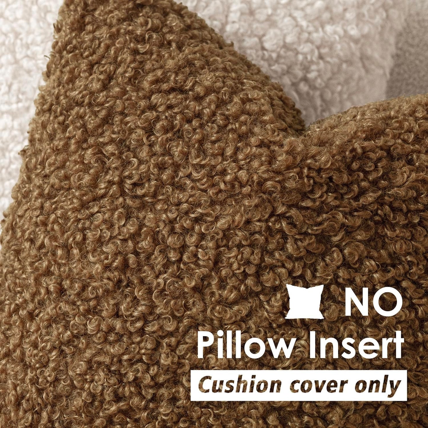 Foindtower 2 Pieces 26x26 Inch Dark Bronze, Faux Fur Throw Pillow Cover Accent Sherpa Furry Pillow Covers Fuzzy Soft Pillowcases Cozy Sheepskin Decorative Fleece Cushion Case for Bed Couch Living Room