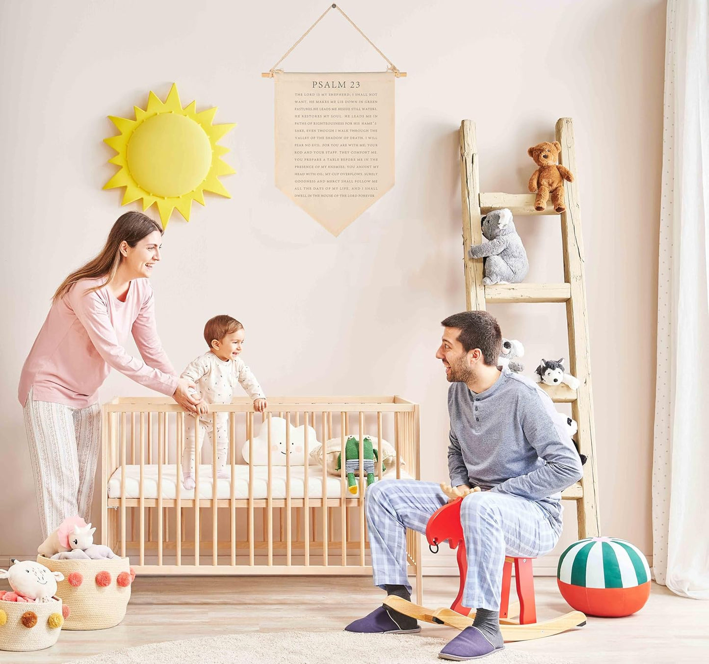 Bible Verse Hanging Flag Decor-Living Room Bedroom Front Door Sign-Christian Farmhouse Decor- Psalm 23-Housewarming Gift-Scripture Banner Gift