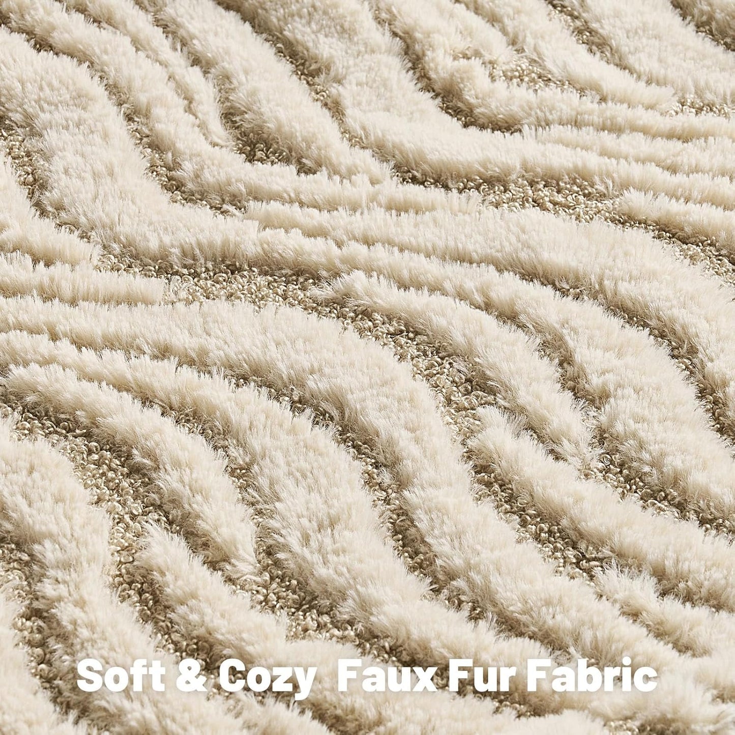 FUTEI Beige Decorative Throw Pillow Covers 24x24 Inch Set of 2,Soft Faux Fur Geometric Shapes Texture European Cushion Case,Boho Home Decor for Couch Bed Living Room