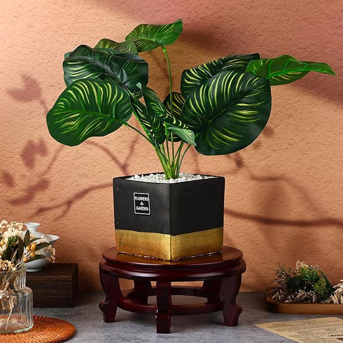 Yoiemivy 8 Inch Wooden Plant Stand Indoor Flower Pot Base Vase Display Shelf Chinese Fishbowl Planter Stands for Display Oriental Style Plant Pot Pedestal Stand