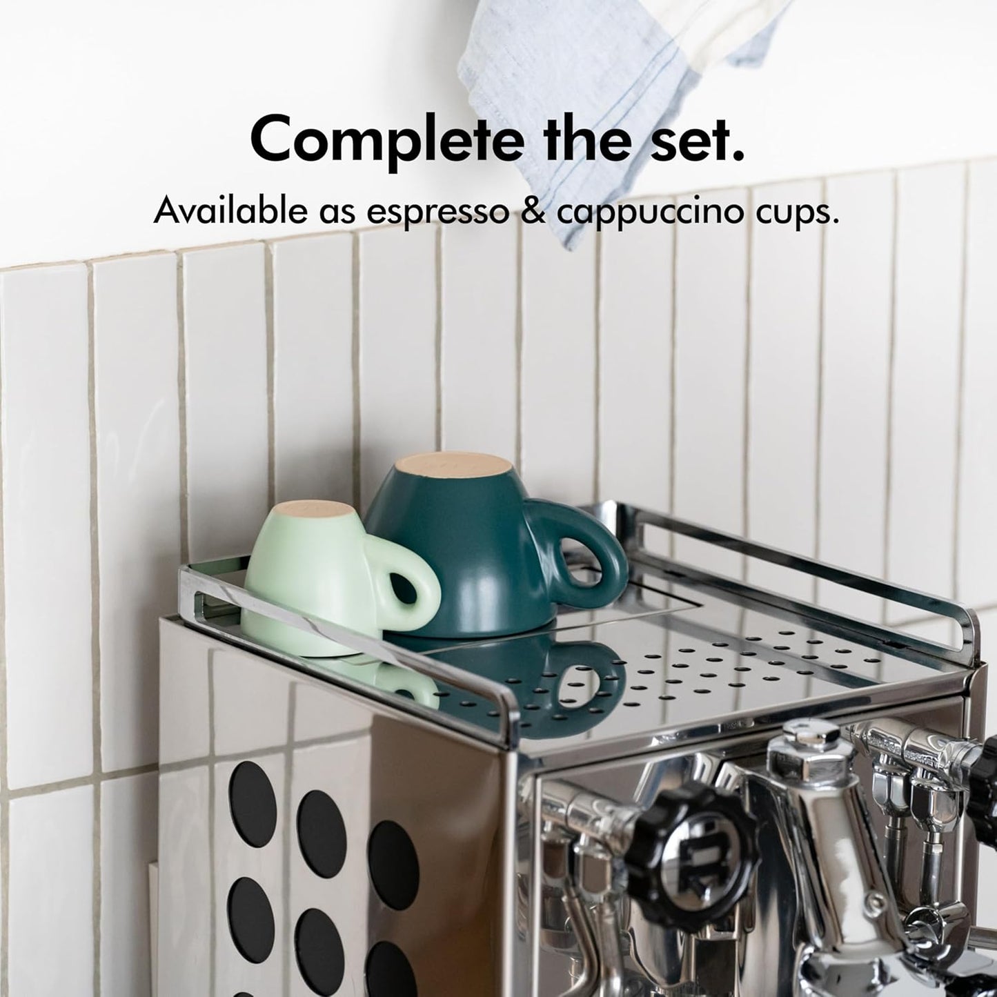 KIVY Espresso Cups Set of 4 [Set 4x 3oz]- Espresso Set Thick Walled Stoneware Espresso Cup Set - Italian Style Espresso Cups and Saucers - Coffee Mugs - Pastell Green, Blue