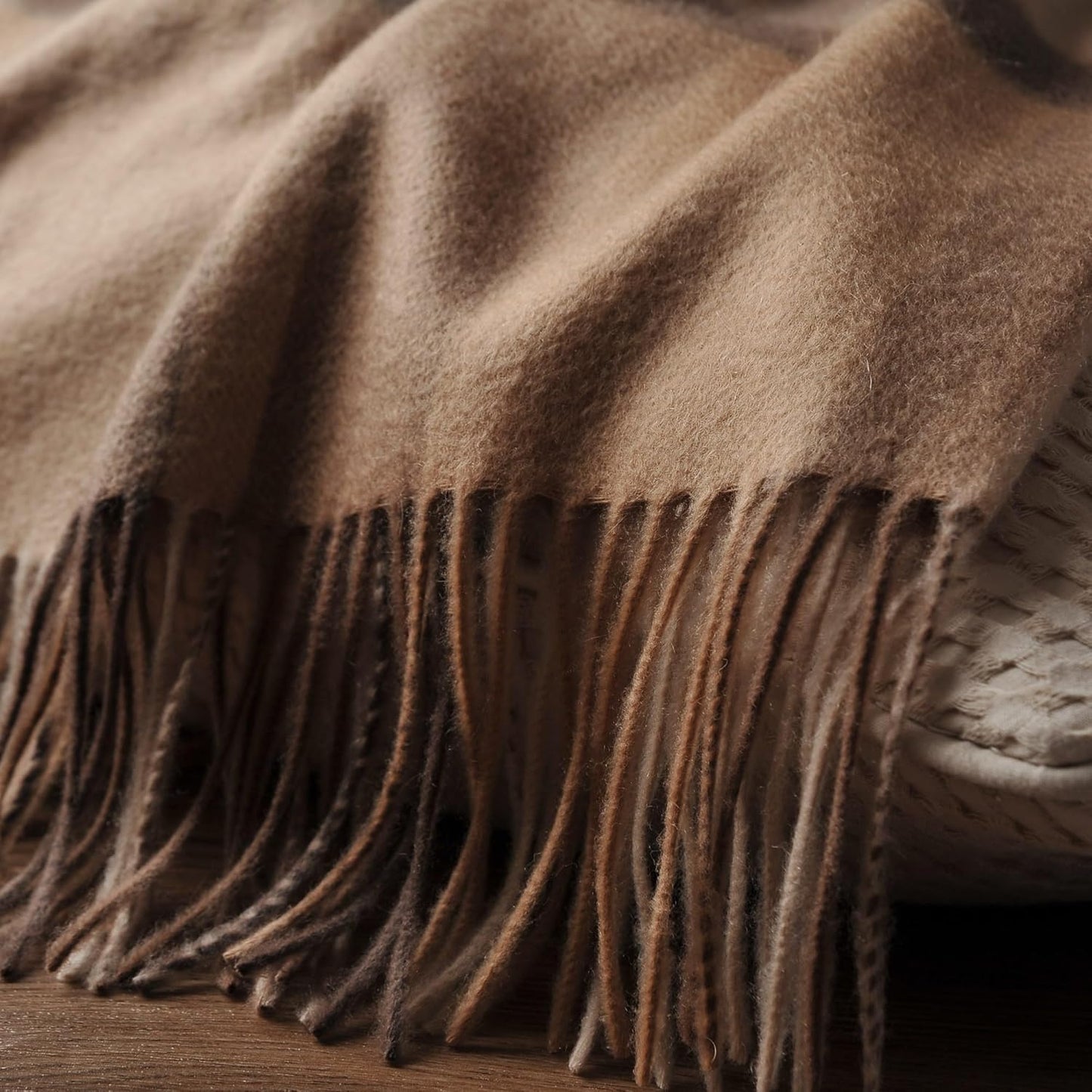 EP Mode 100% Pure Cashmere Throw Blanket for Sofa, Classic Design with Gift Box (Camel Tartan)