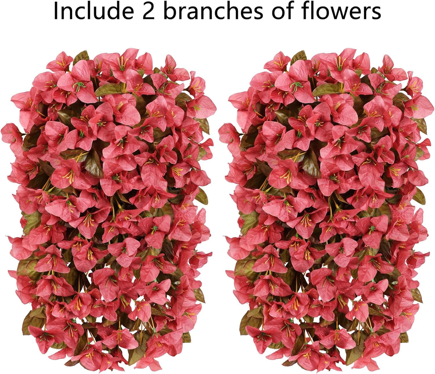 HyeFlora Bougainvillea Artificial Hanging Flowers Plants for Outdoors Winter Decoration, 2pcs Faux Bougainvillea Vines Red Fake Flowers Realistic UV Resistant Silk Flowers for Outside Planter Yard Urn