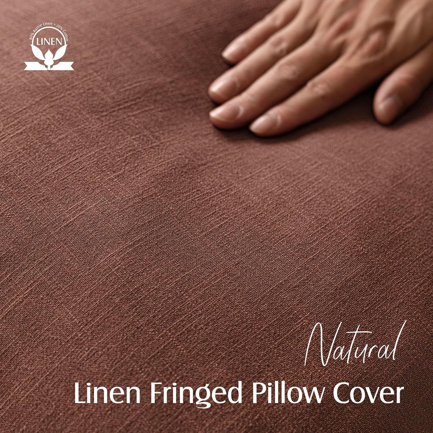 Foindtower Decorative Linen Fringe Throw Pillow Covers Cozy Boho Farmhouse Cushion Cover with Tassels Soft Accent Pillowcase for Chair Sofa Bed Living Room Home Decor, 20×20 Inch,1PC,Rust Red