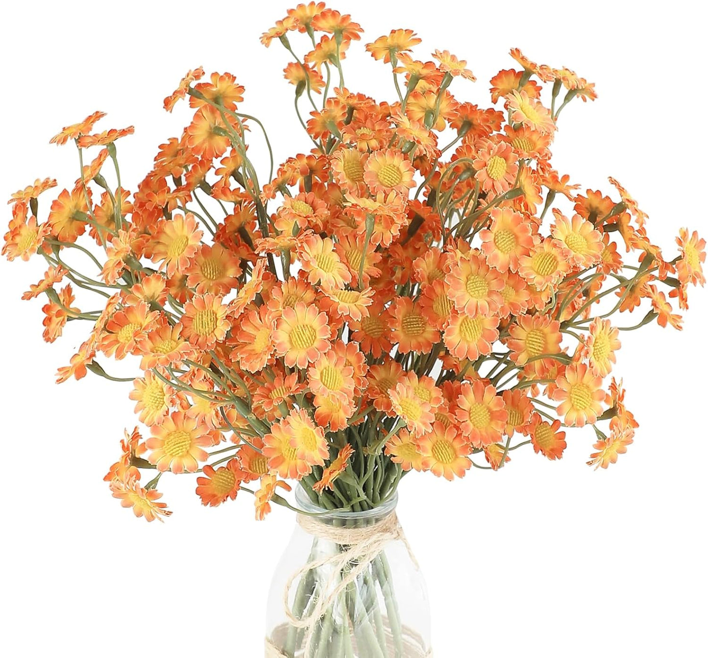 Floroom 24pcs Burnt Orange Small Artificial Flowers Faux Silk Daisies Fake Wildflowers for DIY Terracotta Wedding Bouquets Floral Arrangements Party Decor Centerpieces Decorations (Vase Not Included)