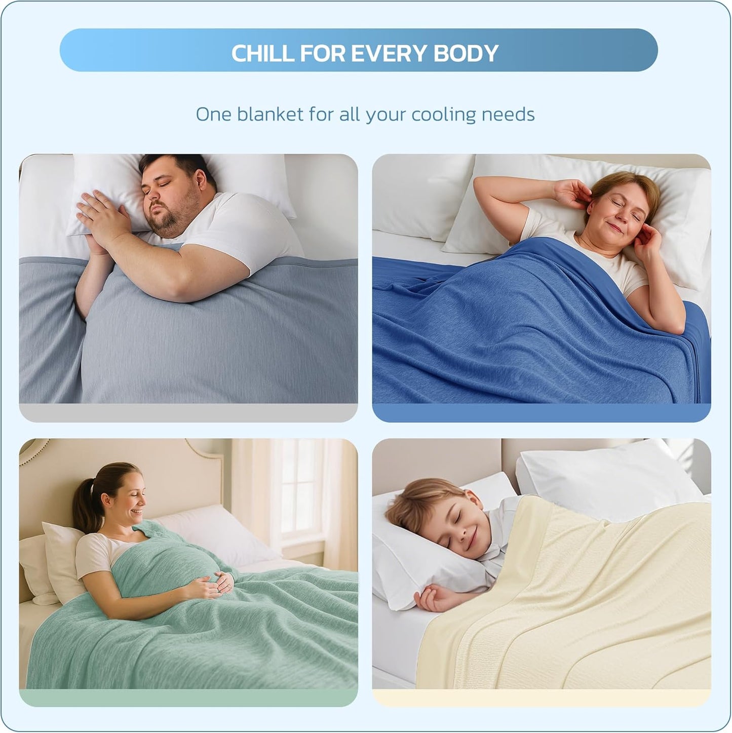 Degrees of Comfort Cooling Blanket Queen Size, Summer Cooling Blankets for Hot Sleepers, Q-Max>0.4 Cool Fiber, Cold Summer Bedding for Bed Couch Sofa, Beige 90"x90"