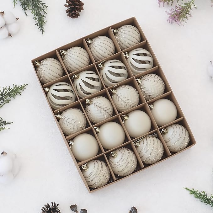 20PCS Velvet Ornaments for Christmas Tree, 2.36INCH Glitter Flocked Christmas Ornaments Decorations Balls Set Decor