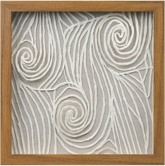FOLKOR 12" Neutral Abstract Wall Art for Hallway Entryway, 3D Rice Paper Shadow Box Art Decor for Boho Living Room Bedroom Decoration, Maximalist Artwork Gift for Mom Grandmother Sister Friend