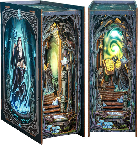 Cutefun Book Nook Kit, DIY Miniature House Booknook Kit for Adults and Teens, DIY Dollhouse Bookshelf Insert with LED Light, Gifts for Family and Friends (The Gate of Wonderland)