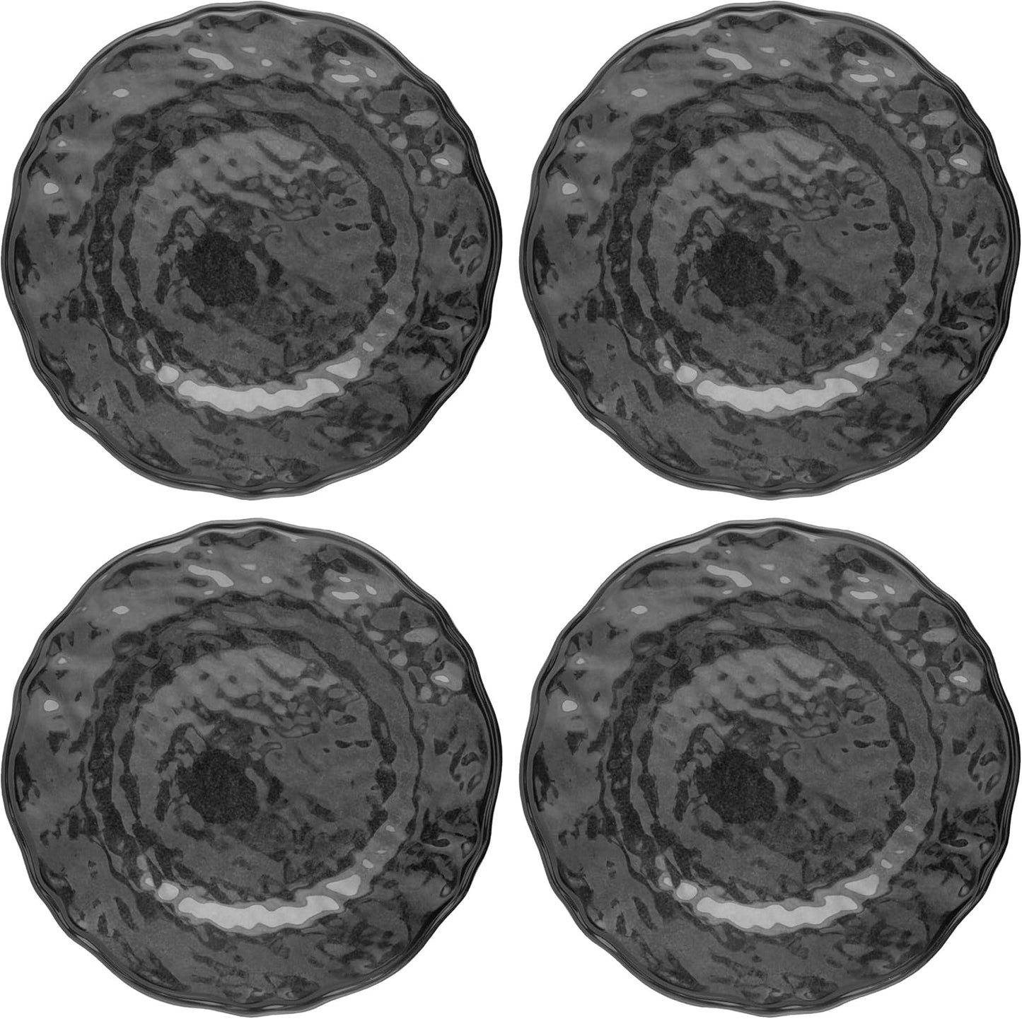 Karma, 10.75 inches Melamine Dinner Plates Set of 4, Reusable Dishwasher Safe Plates for Outdoor and Indoor, Heirloom Ash
