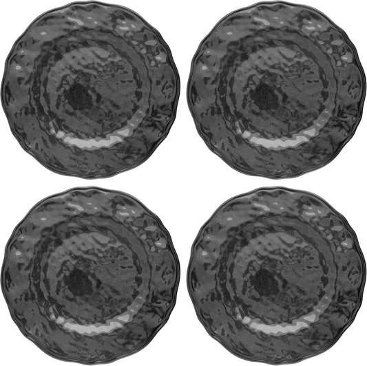 Karma, 10.75 inches Melamine Dinner Plates Set of 4, Reusable Dishwasher Safe Plates for Outdoor and Indoor, Heirloom Ash