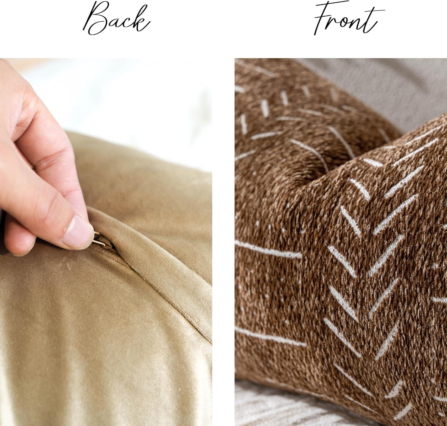 BlissBlush Fall Brown Decorative Throw Pillow Covers 22X22, Set of 2, Boho Farmhouse Cushion Cover, Cozy Soft Accent Pillowcase for Couch Sofa Bed Living Room Home Décor