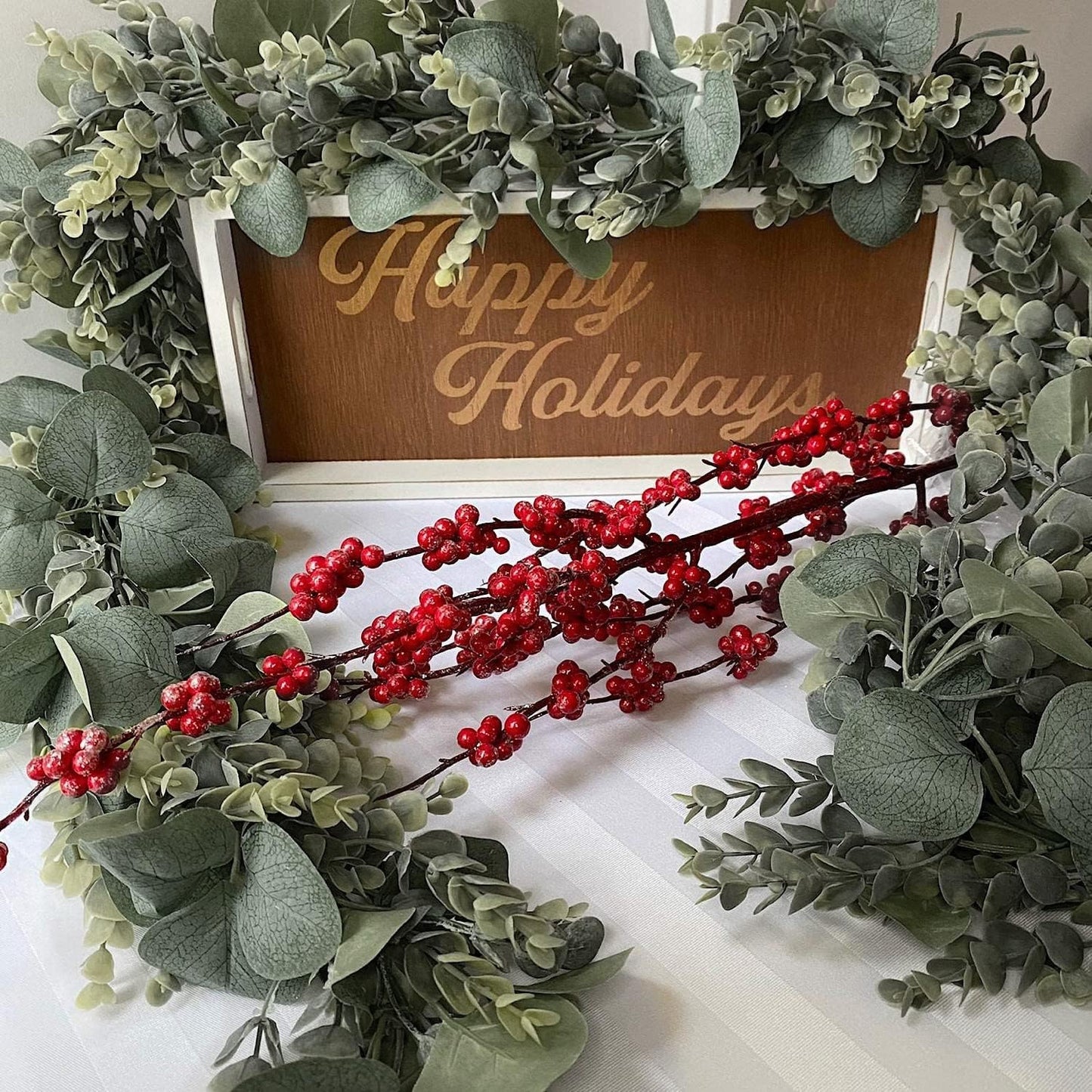 FLORLAB 6.2 Ft Long Faux Eucalyptus Greenery - Wedding Arch Summer Decor - Lambs Ear & Magnolia Garland
