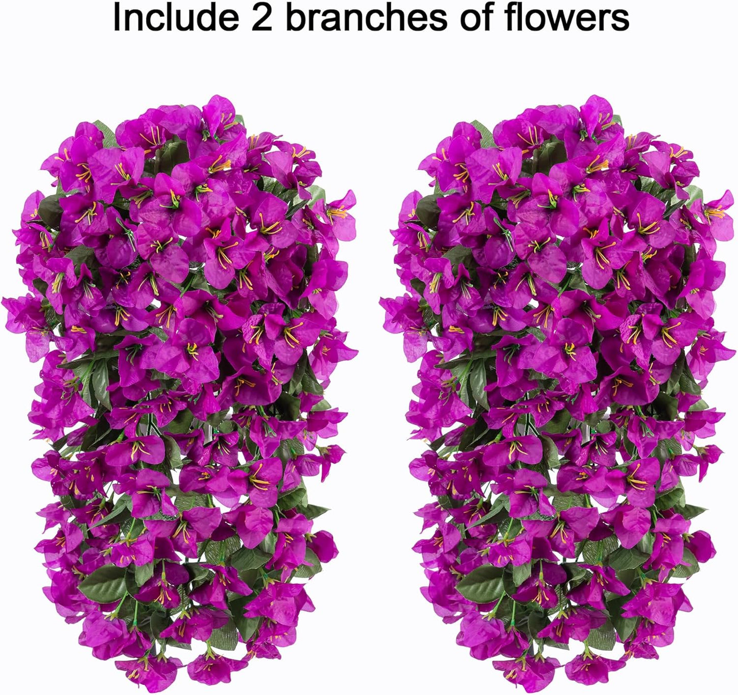 HyeFlora Bougainvillea Artificial Hanging Flowers Plants for Outdoors Decoration, 2pcs Fake Flowers Silk Bougainvillea Vines Realistic UV Resistant Faux Flowers for Outdoor Planters Patio Urn, Purple