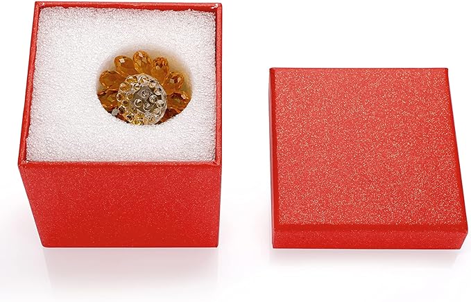 OwnMy Crystal Sunflower with Bud Glass Sunflower Figurine Collectible, Small Sunflower Ornament Paperweight Table Decoration with Gift Box, Glass Bouquet Flowers Centerpieces for Home Decors