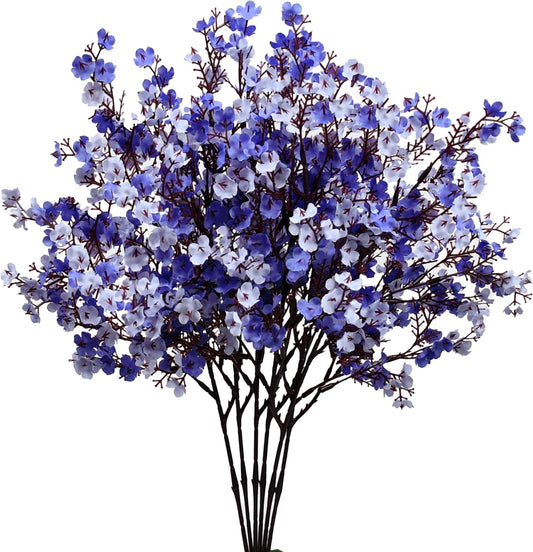 Mandy's Shades of Blue Artificial Baby’s Breath Flowers 6 Bundles Silk Gypsophila with Bendable Stems for Fall Centerpiece Wedding Decor and Table Arrangements