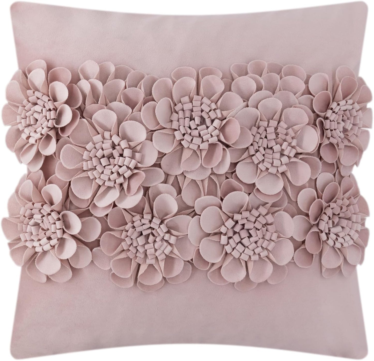 JWH Handmade 3D Flower Throw Pillow Covers Aesthetic Decorative Colorful Floral Accent Pillow Cases Stereo Pillowcase Cute Cushion for Car Bed Couch Bedroom Sofa 18x18 Inch Dusty Pink
