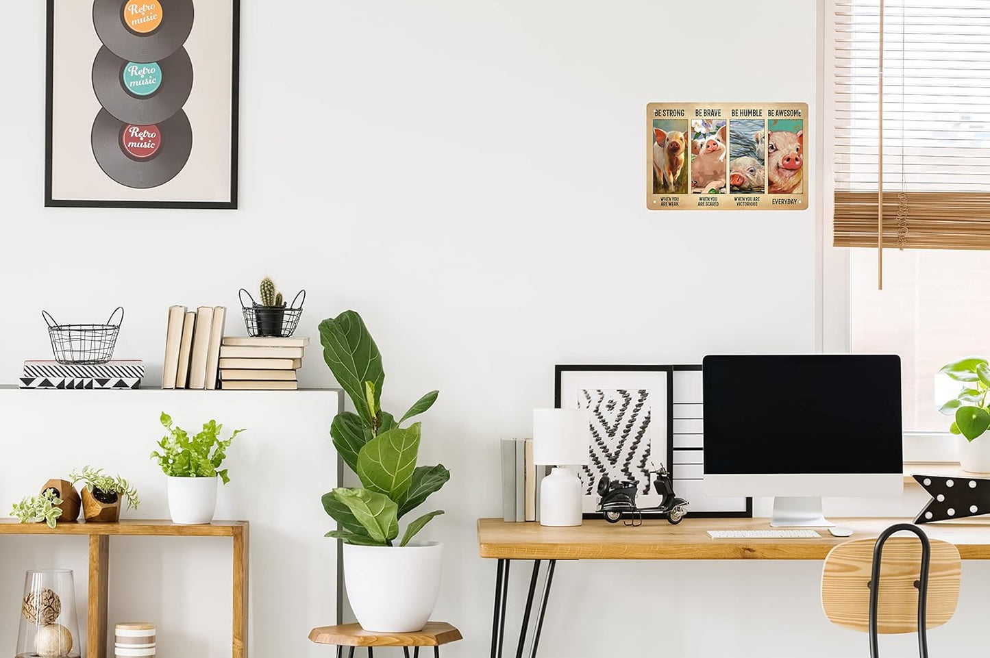 Funny Pig Decor Retro Metal Tin Sign Pet Lovers - Motivational Quote - Vintage Farm Art Sign for Home Office Room Coffee Bar Shop Wall Decor Poster Gift 8x12 in