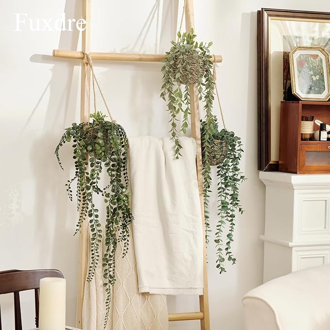 3 Pack Mini Artificial Hanging Greenary Fake Hanging Plants in Basket for Wall Living Room Decor Bathroom Shelf Home Indoor