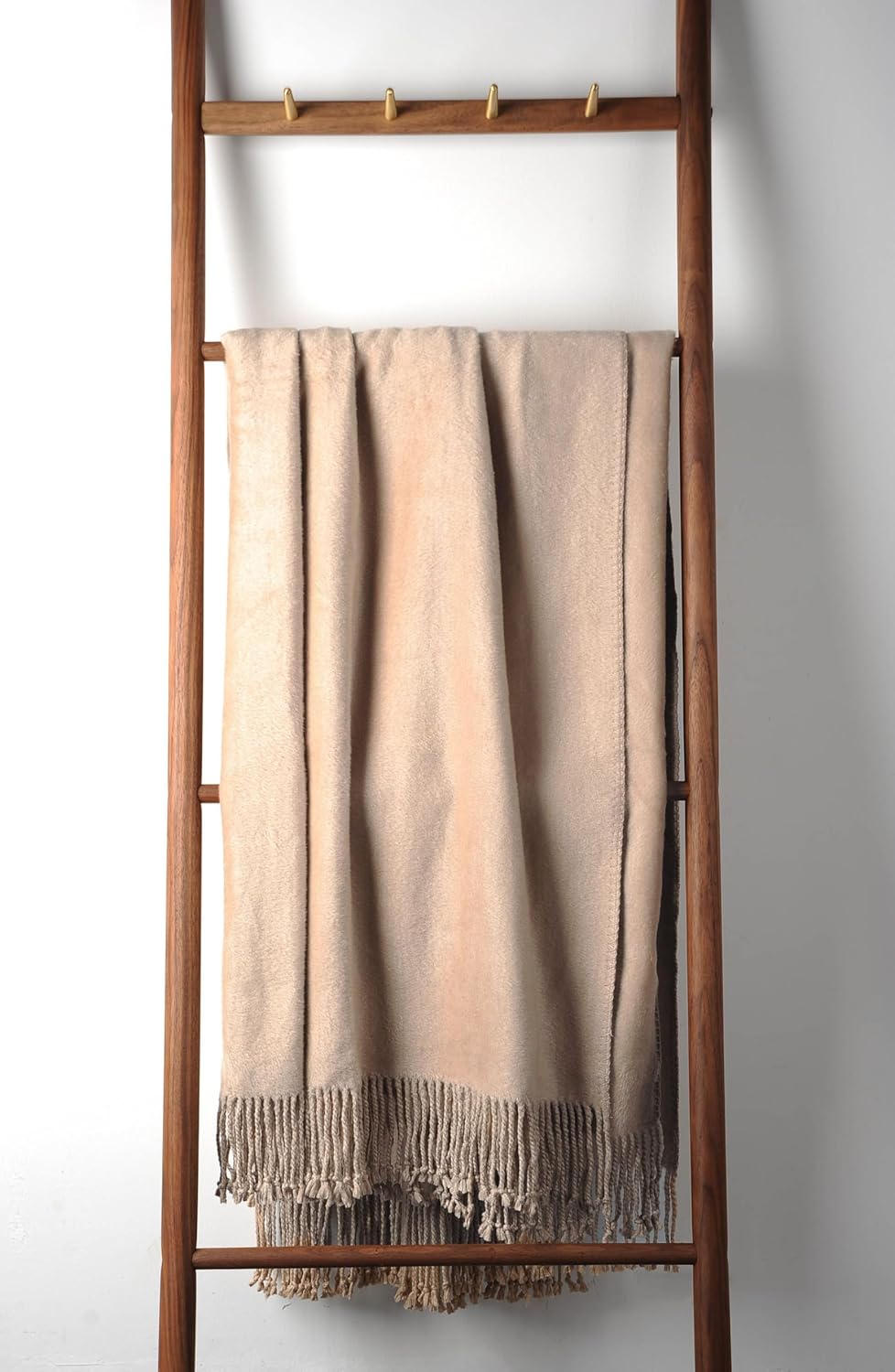 EP Mode Fringed Mulberry Silk Throw Blanket for Sofa (Rugby Tan)