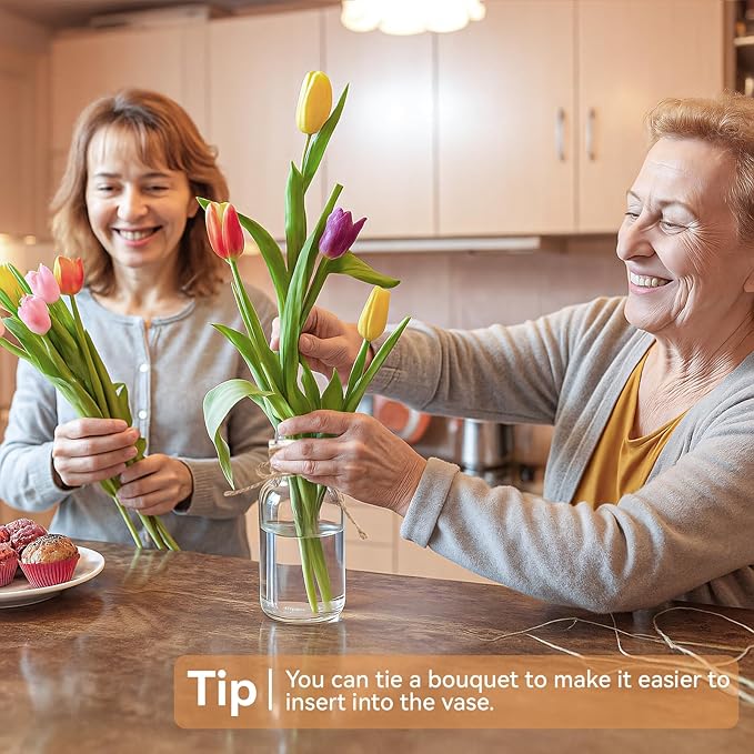 Vintage Glass Flower Vase Bulk 16 Pack Farmhouse Transparent Centerpiece Vases with Hemp Rope Mason Jars for Weddings Parties Dining Table Home Decor（Medium）