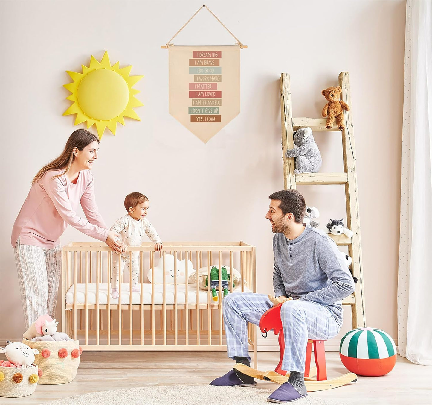 I Dream Big-I Am Brave-Invigorative Flag Decor Gifts for Baby Girls Boys Newborn Kids-Banner Wall Sign Gifts for Nursery Baby Room Bedroom Playroom Front Door-New Home Birthday Christmas Gift