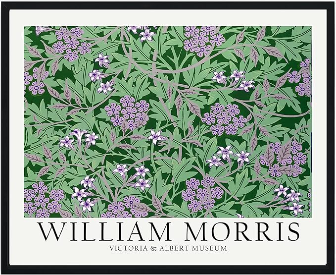 William Morris Purple Flowers Wall Art Poster Prints, Famous Artist Patterns, Vintage Flowers Decor Artwork, Tapestry Historic Cultural Illustrations Fine Art, Colorful for Living Room, Bedroom,